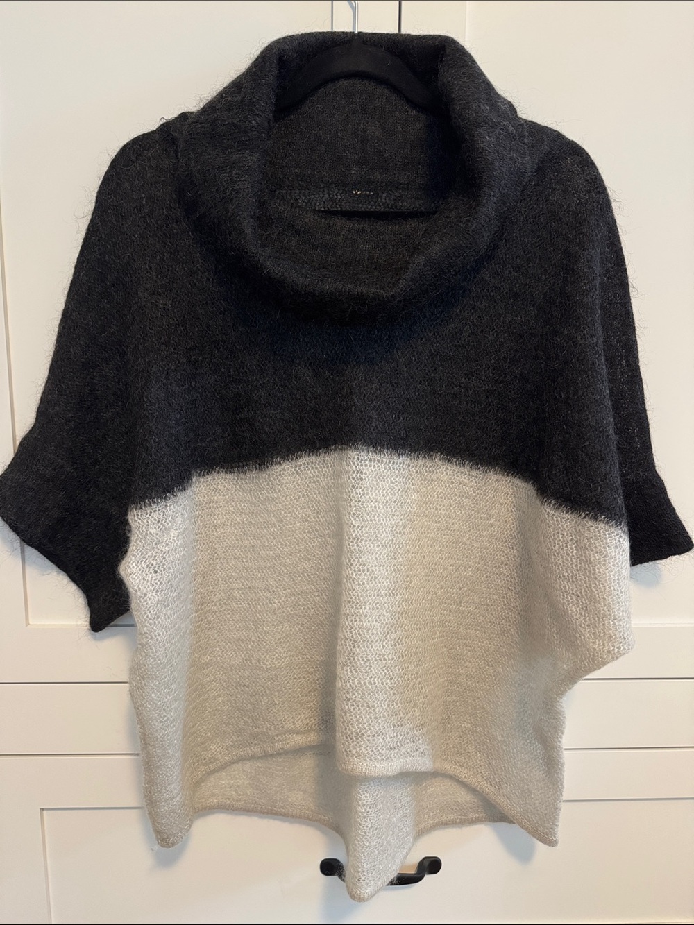 VPL Cozy Two-Tone Mohair Black and Grey Cowl Neck Sweater